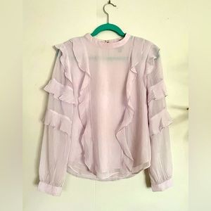 Ann Taylor High Neck Ruffle Blouse